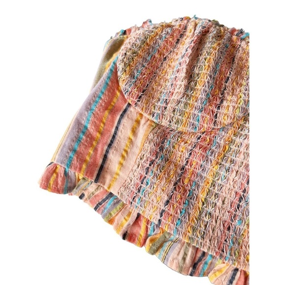 Nwt Anthropologie Rainbow Smocked Strapless 70s Top Size Medium - Picture 10 of 11